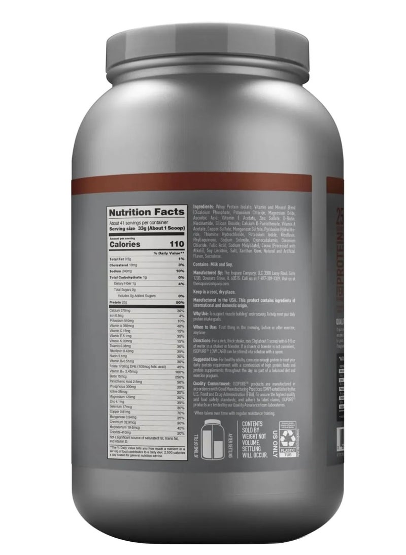Isopure Low Carb Protein,  Dutch Chocolate Flavour, 3 Lb - Image 2
