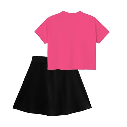 KYDA KIDS® Girls Premium 100% Cotton Crop Top and Skater Skirt Co-Ord Set with Inner Shorts | Printed Casual Summer Outfit | Soft Breathable Kids Wear - Image 4