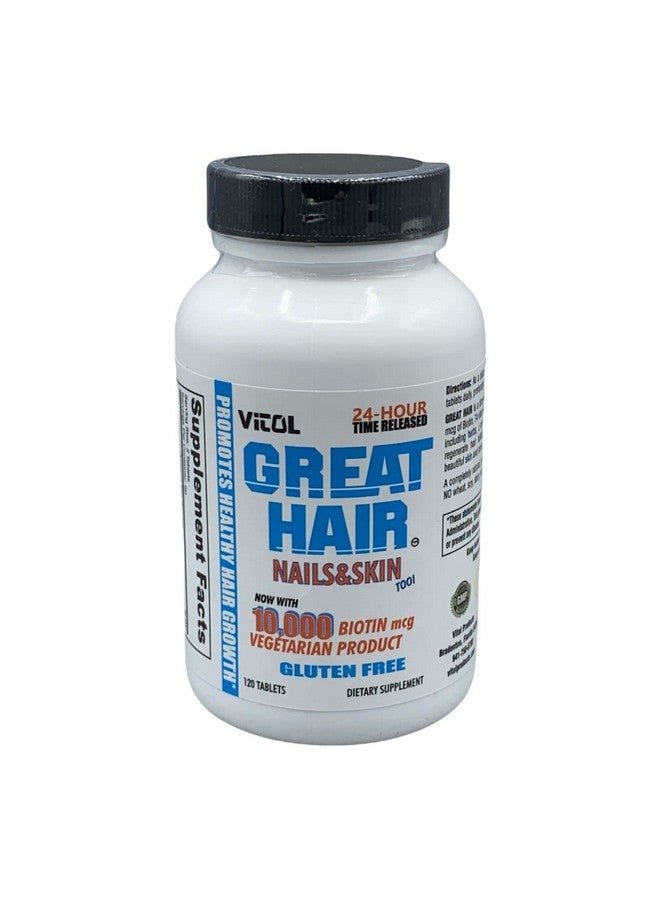 Vitol Great Hair Time Released 10,000 mcg Biotin, 120 Tablets - Image 1