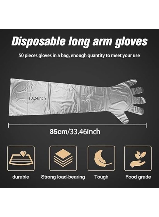 HaHaHai 50 Pcs Long Arm Disposable Field Dressing Gloves for Veterinary Use, Ideal for Gutting Deer, Gardening, and Painting - Full Arm Protection.  - Image 3