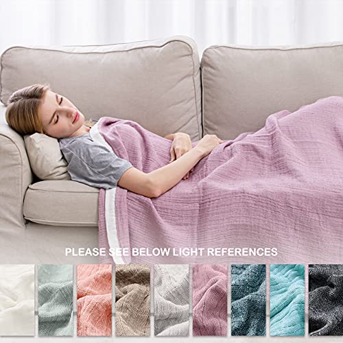 SE SOFTEXLY Cotton Muslin Throw Blanket for Adults,Breathable 4-Layer Yarn Dyed Linen Texture Gauze Blanket for Bed Sofa Couch,Super Soft Lightweight Blanket for All Season（50"x60",Lavender Purple） - Image 4