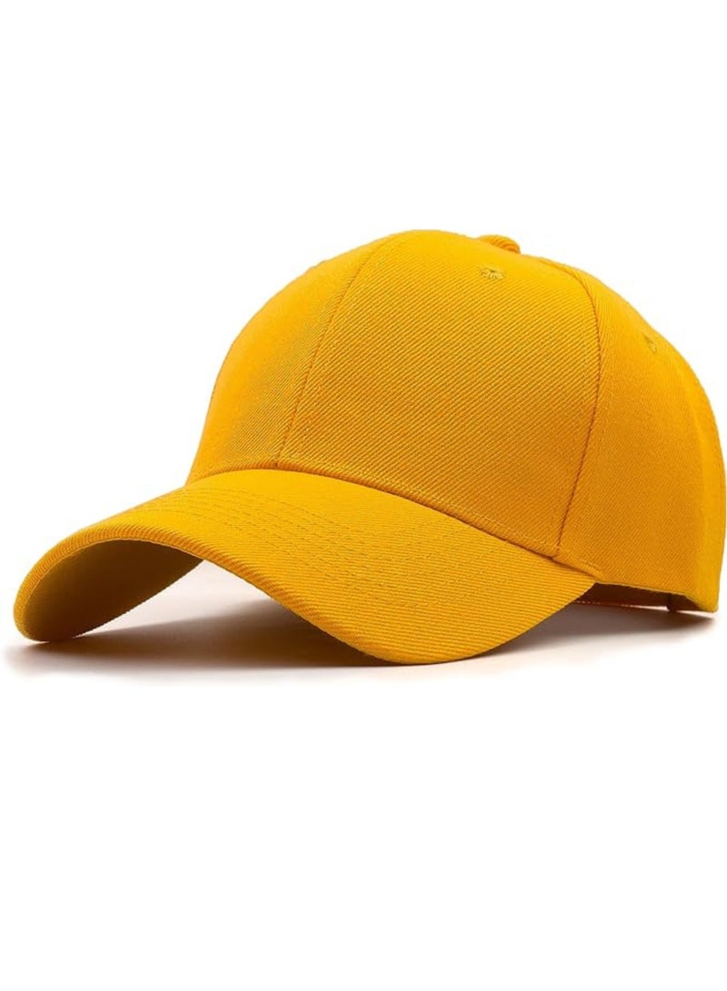 Classic Gold Polyester Baseball Cap - Adjustable Unisex Dad Hat for Running, Workouts, and Outdoor Activities