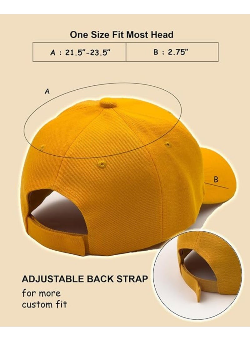Classic Gold Polyester Baseball Cap - Adjustable Unisex Dad Hat for Running, Workouts, and Outdoor Activities