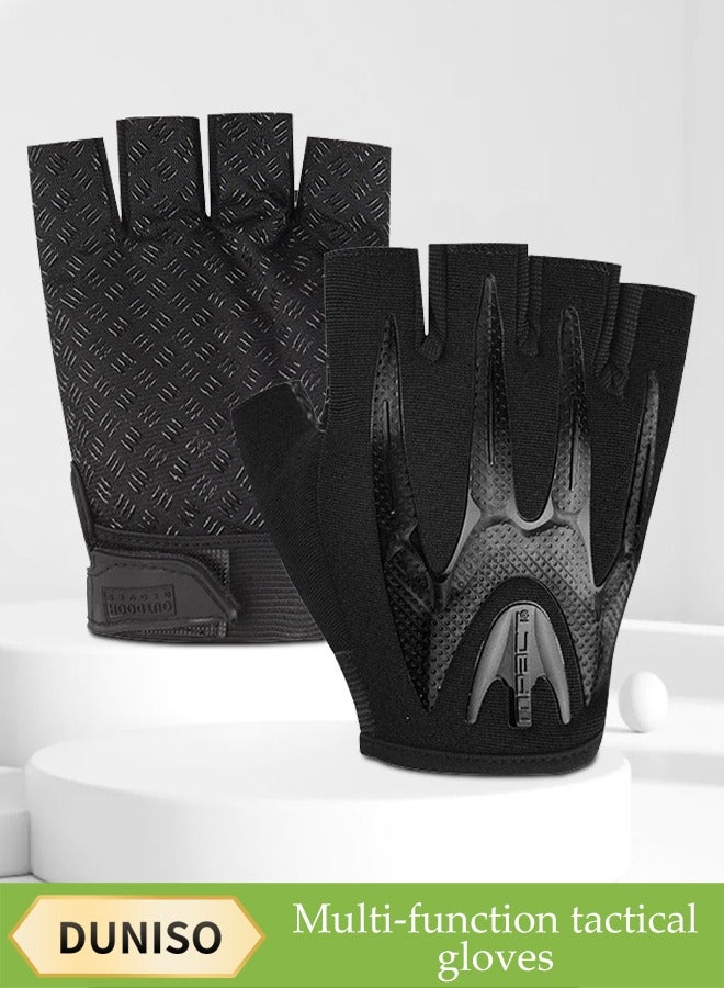 DUNISO Half Finger Tactical Glove，Multi Functional Outdoor Sports Gloves，Men's Training Gloves，Wear Resistant And Slip Resistant，Equipped With Adjustable Velcro，Suitable For Outdoor Activities Such As Motorcycle Riding, Cycling, Hiking - Image 1