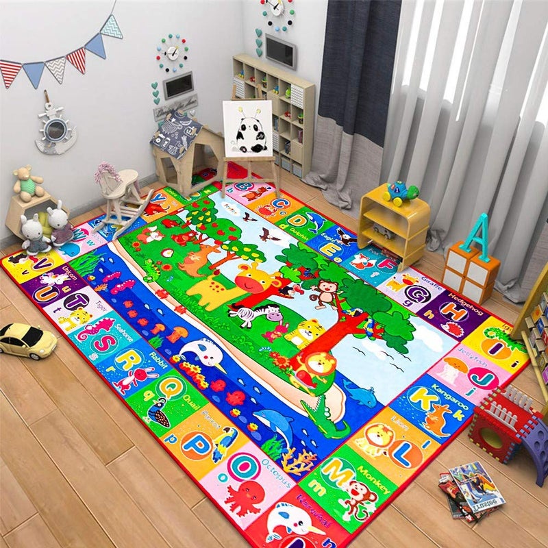 تي توي Baby Play Mat, Large Baby Mats for Floor Play Cotton Playmat for Toddlers Crawling Super Soft Thick (0.6cm), Foldable Non-Slip ABC Rug for Learning Animals - Image 2