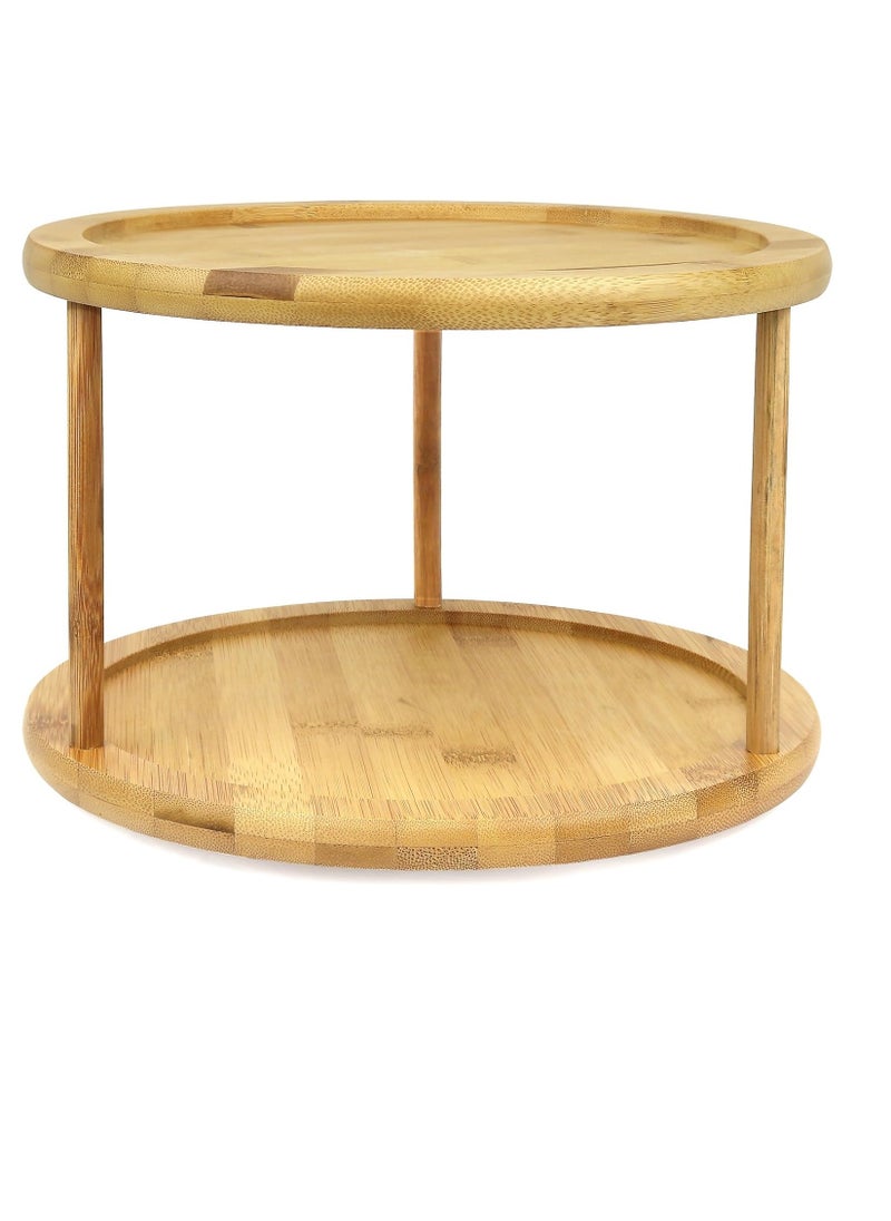 Homesmiths Honey Bee Bamboo Space-Saving Turntable Organizer 21cm, Organize Kitchen, Bathroom, or Office  - Image 1