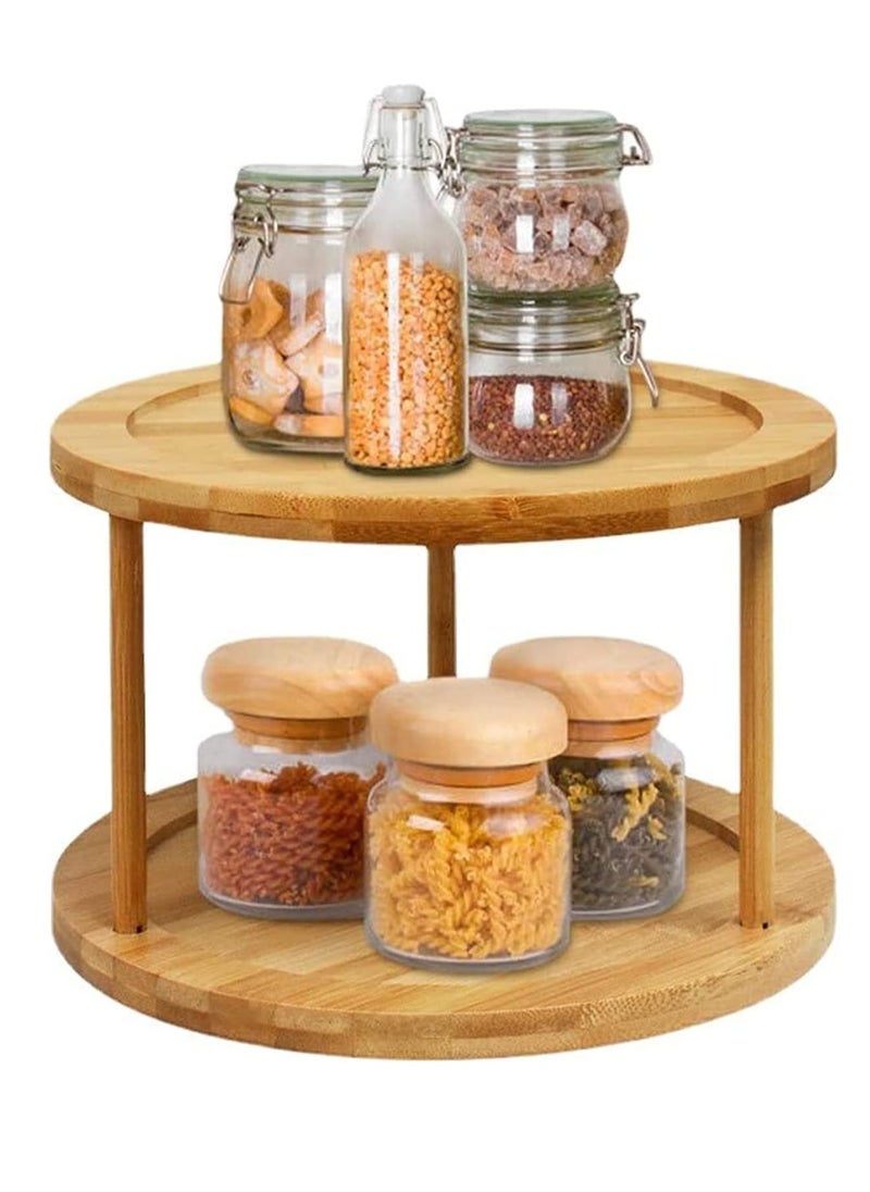 Homesmiths Honey Bee Bamboo Space-Saving Turntable Organizer 21cm, Organize Kitchen, Bathroom, or Office  - Image 4