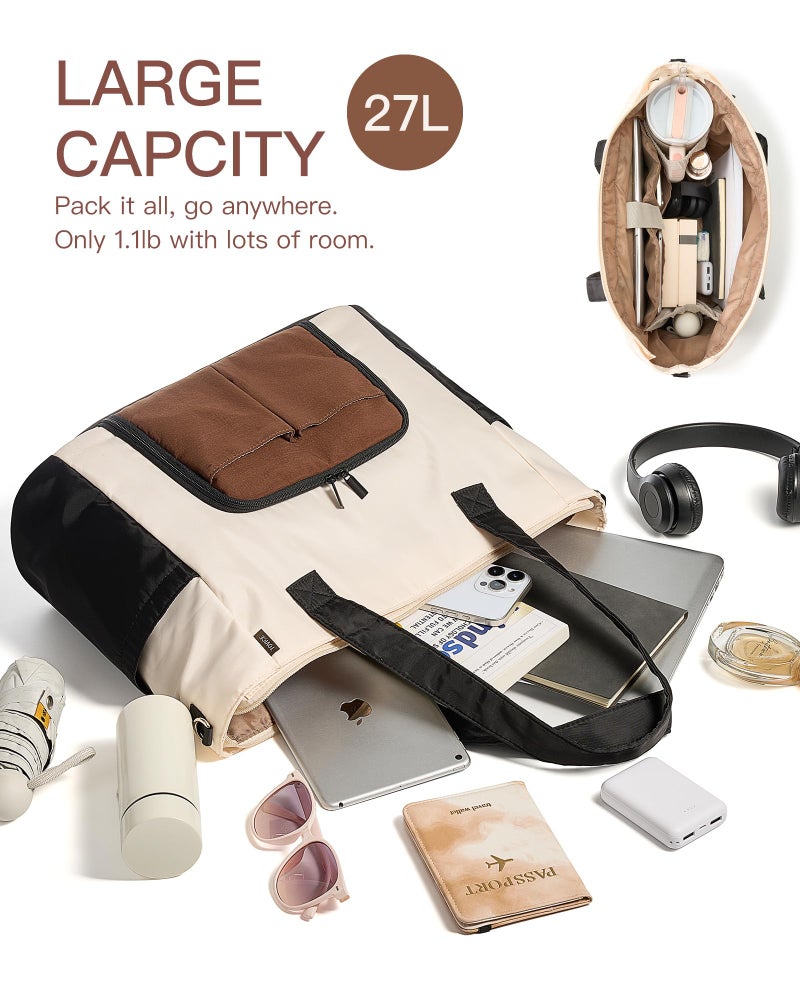 TOVICE Tote Bag with Stanley Cup holder & Laptop Compartment, Work Bag for Women With Zipper & 2 Cup Compartments Inside for Travel, Nurse, Camping, 27L, 15.6" Laptop - Image 4