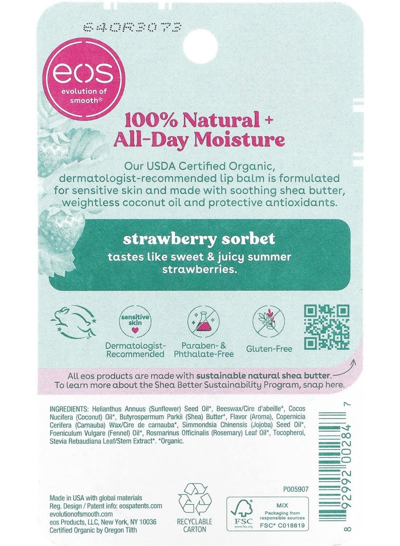 EOS, 100% Natural Organic Lip Balm, Strawberry Sorbet, 0.25 oz (7 g) - Image 3