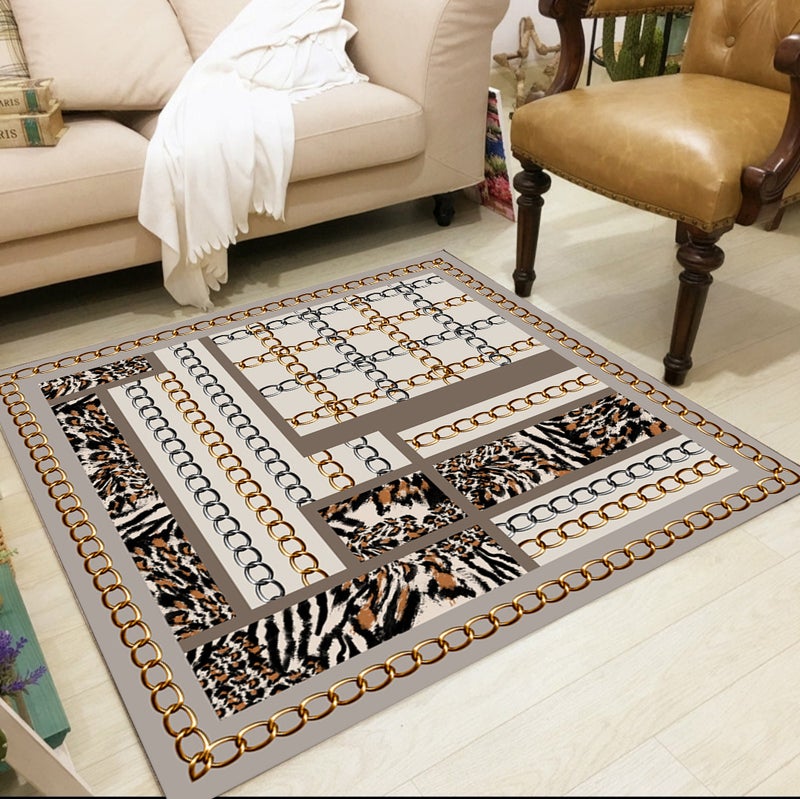 European Style Square Living Room Rug - Full-coverage Sofa Blanket, Washable and Customizable