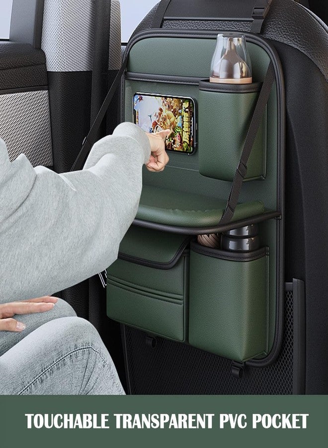 DURASIKO Car Backseat Organizer with Foldable Table Tray,Hanging Storage Bag with Touch Screen Phone Holder,Premium PU Leather Material,Compatible with Most Vehicles,Inner Car Accessories - Image 3