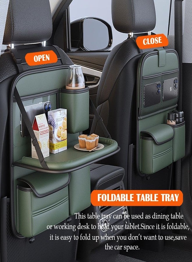 DURASIKO Car Backseat Organizer with Foldable Table Tray,Hanging Storage Bag with Touch Screen Phone Holder,Premium PU Leather Material,Compatible with Most Vehicles,Inner Car Accessories - Image 2