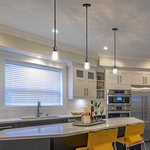 JACKYLED Pendant Light Kit UL Canopy Kit Copper Socket E26 E27 Lampholder Black Woven Fabric Pendant Light Cord Adjustable Ceiling Lighting (Pearl Black) - Image 4
