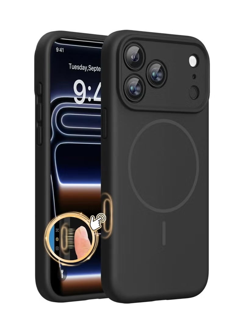 ELTRAZONE iPhone 17 Pro Silicone Case with MagSafe Support, 3.0mm Thick Shockproof Phone Cover with Camera Control Protection, Anti-Slip Soft Touch Drop Resistant Mobile Case – Black - Image 1