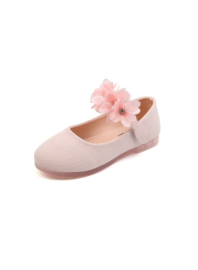 New Solid Color Girls' Rhinestone String Flower Small Shoes Children's Flat Shoes Korean Style Small Leather Shoes Girls Dance Shoes