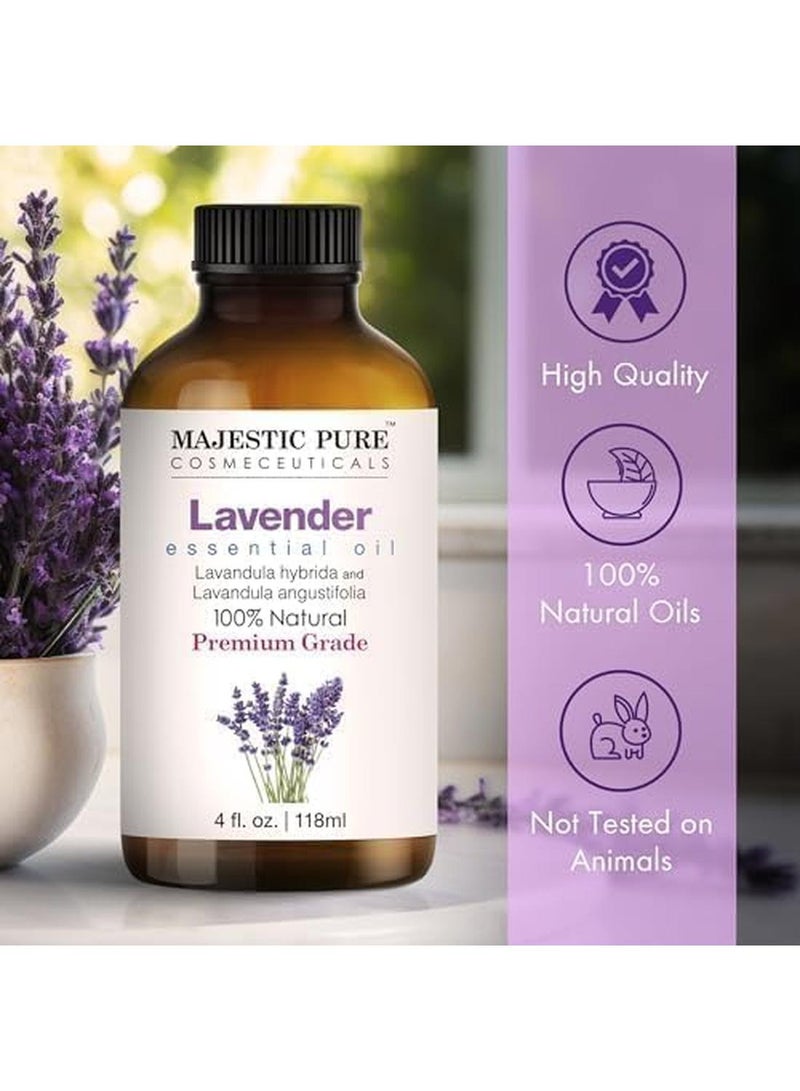 Majestic Pure Lavender Essential Oil - Huge 118 ml with Glass Dropper | 100% Pure and Natural Lavender Oil | Premium Grade Essential Oils for Diffusers, Skin, Aromatherapy, Massage - Image 2