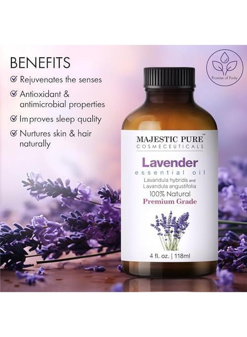 Majestic Pure Lavender Essential Oil - Huge 118 ml with Glass Dropper | 100% Pure and Natural Lavender Oil | Premium Grade Essential Oils for Diffusers, Skin, Aromatherapy, Massage - Image 4