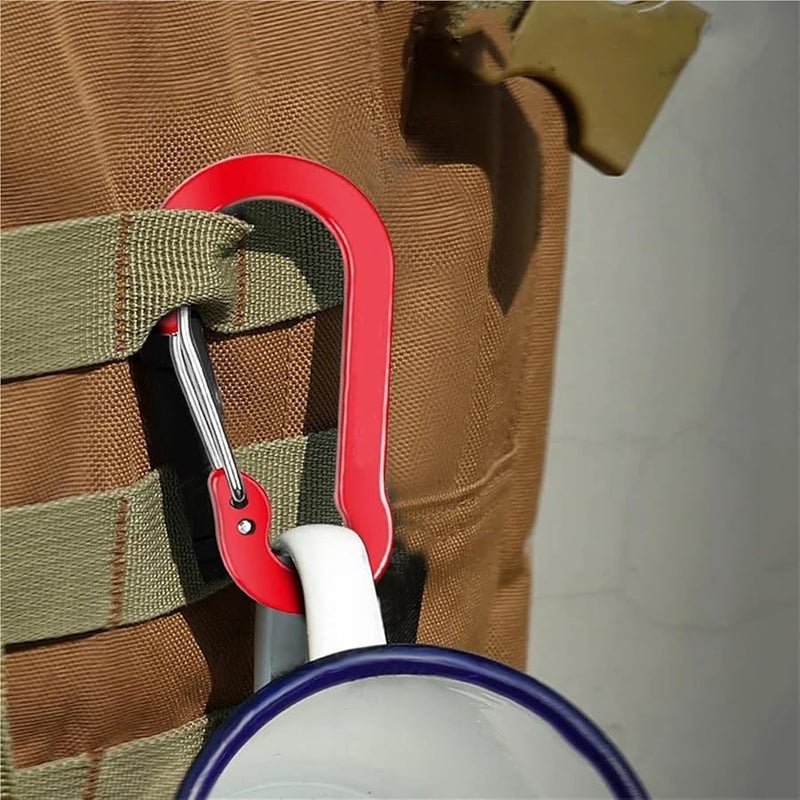 Green 6 Pack Aluminum Alloy Carabiner Clip D Ring Hook for Backpack Camping Hiking Climbing Keychain - Image 3