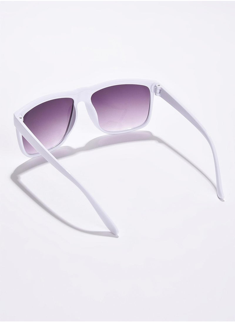 Haute Sauce Purple Lens White Wayfarer Sunglasses  - Image 4
