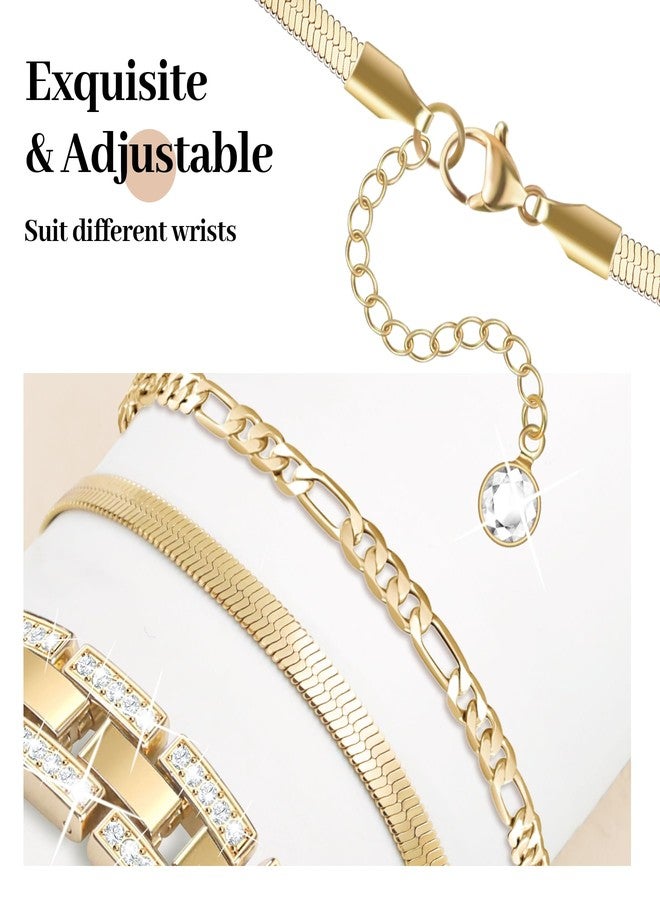 MOINSPIRE Gold Bling Diamond Clover Bands & 2Pc Bracelet Set Women Compatible with Apple Watch 40mm 38mm 41mm 42mm(S10) Cute Sparkle Bracelet Dressy Metal Strap for iWatch Series SE/10/9/8/7/6/5/4/3/2 - Image 3