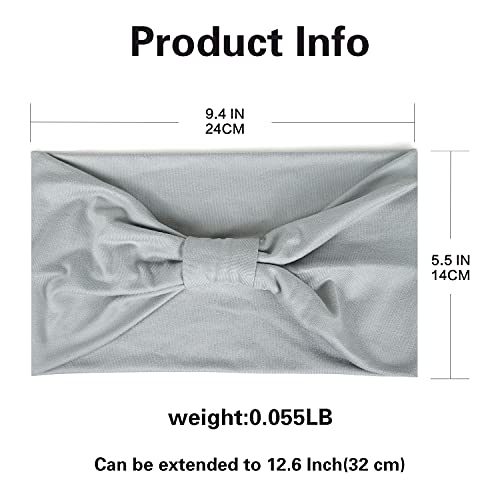 GiLi 6 Pack Wide Headbands for Women Non Slip Soft Elastic Hair Bands Yoga Running Sports Workout Gym Head Wraps, Knotted Cotton Cloth African Turbans Bandana (with 6 Pcs Hair Ties) - Image 2