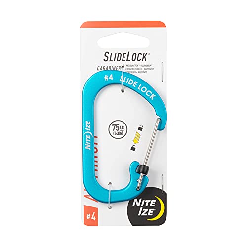 Nite Ize Size 4 SlideLock Carabiner Locking Carabiner keychain Aluminum Blue - Image 1