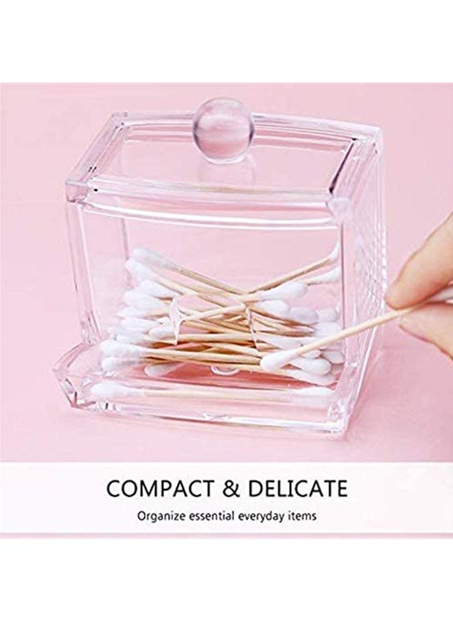 Watpot Cotton Balls Holder Clear Acrylic Cotton Swab Toothpick Storage Case Makeup Cottonswab Organiser Dispenser - Image 4