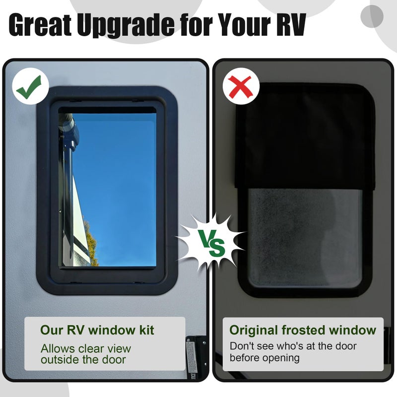 estenio 806621 RV Window for Entry Doors With Low-profile Shade 12'' W X 21'' H Black - Image 4