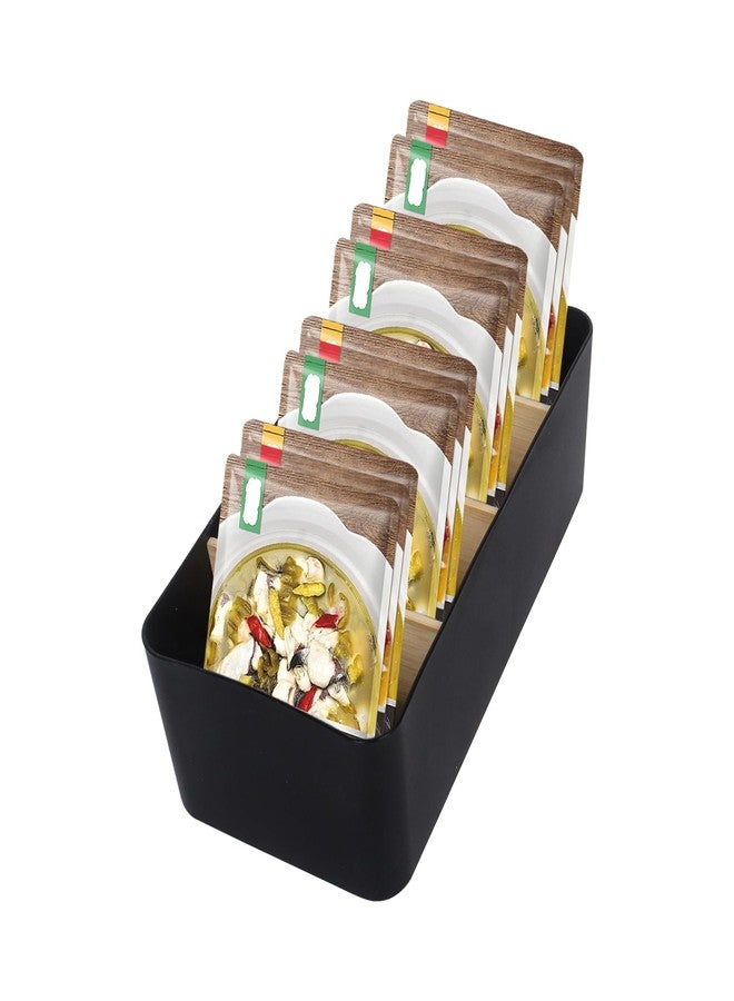 Klmnop Seasoning Packet Organizer, Spice Packet Storage Organizer with Removable Dividers, Bamboo Wood Storage Caddy for Kitchen, Pantry, Cabinet, Countertop(Black) - Image 1