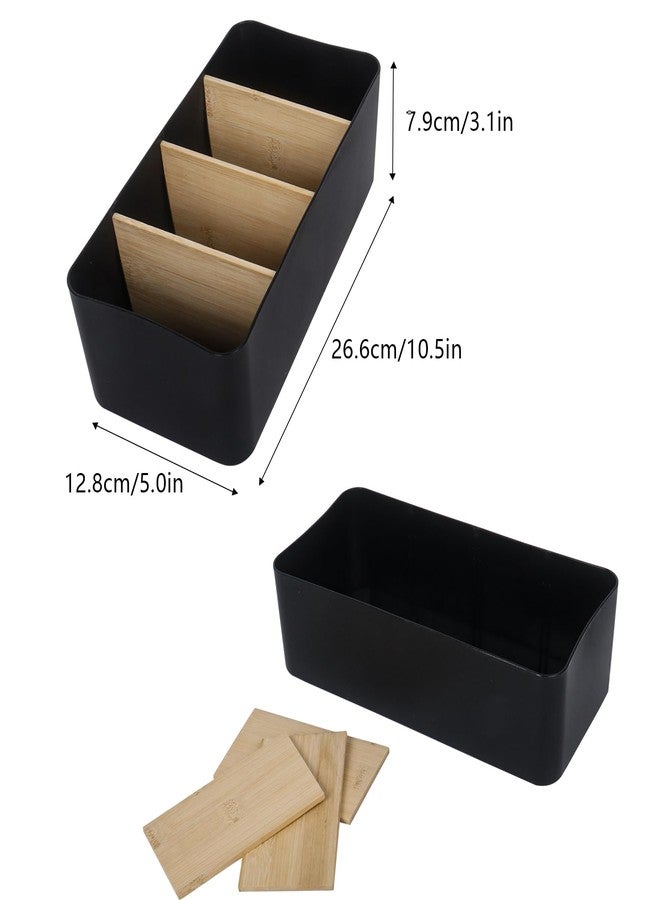 Klmnop Seasoning Packet Organizer, Spice Packet Storage Organizer with Removable Dividers, Bamboo Wood Storage Caddy for Kitchen, Pantry, Cabinet, Countertop(Black) - Image 2