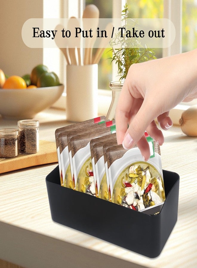 Klmnop Seasoning Packet Organizer, Spice Packet Storage Organizer with Removable Dividers, Bamboo Wood Storage Caddy for Kitchen, Pantry, Cabinet, Countertop(Black) - Image 3