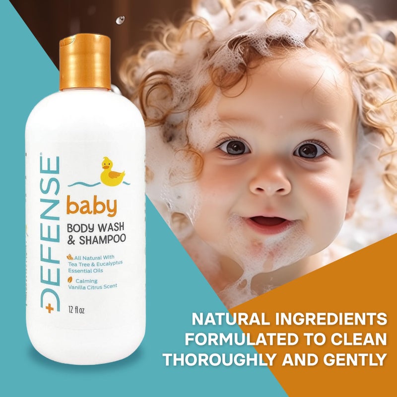 Defense Soap Baby Shampoo and Body Wash with Tea Tree Oil, Coconut Oil, Eucalyptus, Olive Oil & Aloe, 12 Fl Oz (Pack of 2) - Image 2