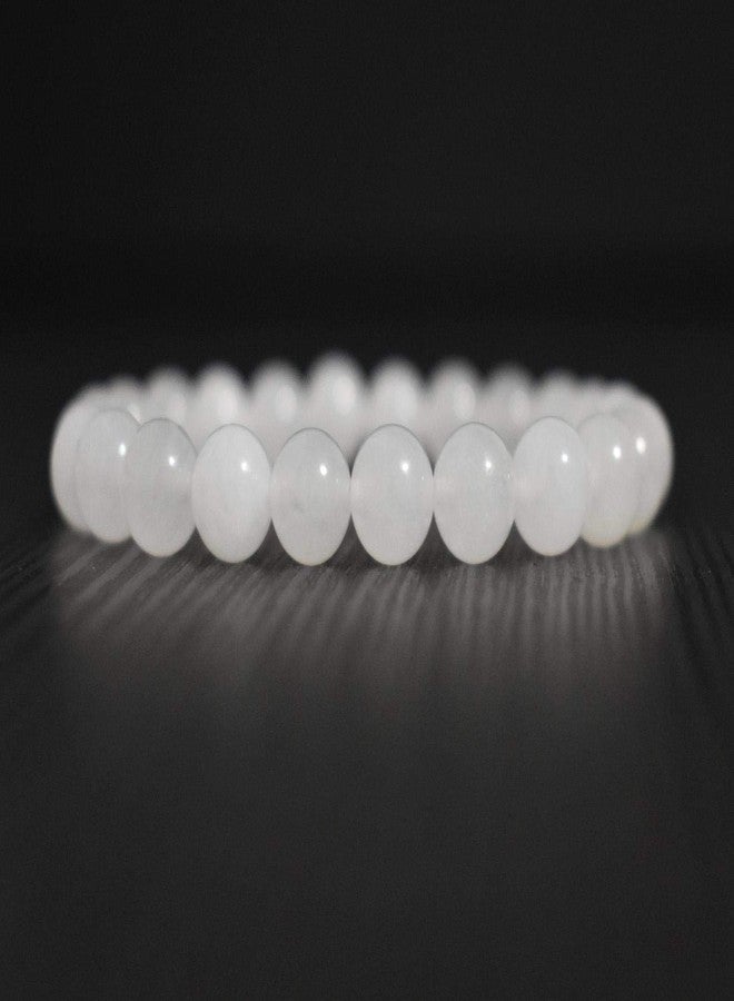 EDMIRIA Reiki Chakra Healing Yoga Meditation Crystal Gemstones Round Beads Stretchable Elastic Free Size Stylish Bracelet for Men and Women (white agate) - Image 5