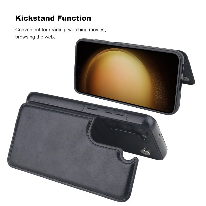 OT ONETOP ONETOP Compatible with Samsung Galaxy S23 Wallet Case with Card Holder, PU Leather Kickstand Card Slots Case, Double Magnetic Clasp and Durable Shockproof Cover 5G 6.1 Inch(Black) - Image 5