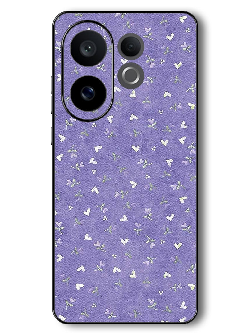 Theodor Case Compatible with Vivo V60 6.77 Inch Protection Shockproof Bumper Cover Hearts Purple Background - Image 1