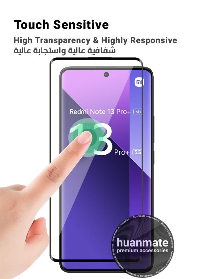 huanmate Xiaomi Redmi Note 13 Pro Plus Screen Protector – Premium Edge to Edge Tempered Glass, High Transparency, Delicate Touch, Anti-Explosion, Smooth Arc Edges, Easy Installation - Image 4