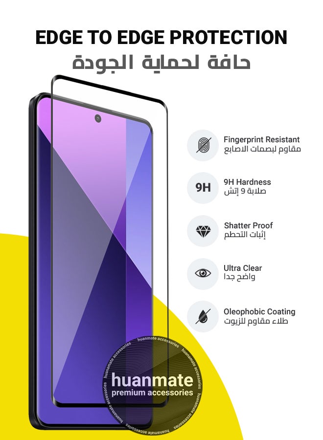 huanmate Xiaomi Redmi Note 13 Pro Plus Screen Protector – Premium Edge to Edge Tempered Glass, High Transparency, Delicate Touch, Anti-Explosion, Smooth Arc Edges, Easy Installation - Image 2