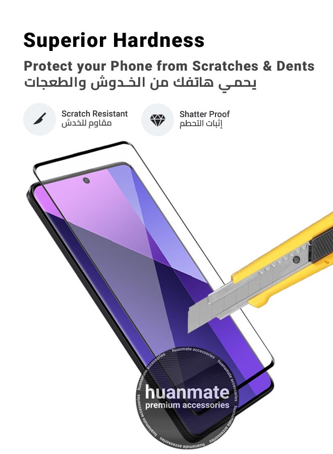 huanmate Xiaomi Redmi Note 13 Pro Plus Screen Protector – Premium Edge to Edge Tempered Glass, High Transparency, Delicate Touch, Anti-Explosion, Smooth Arc Edges, Easy Installation - Image 3