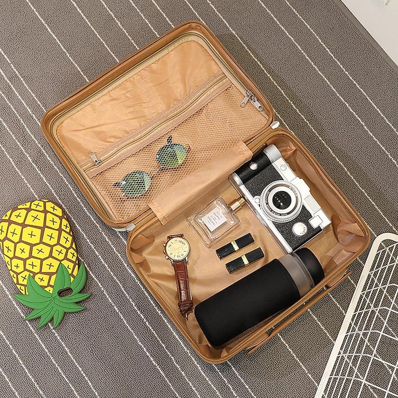 DREWIT STAR Portable Makeup Travel Case Hand Luggage Mini ABS Carrying Makeup Case Suitcase with Elastic Band Small Hard Shell Cosmetic Case for Travel Camping Women Girls WhiteRose - Image 2