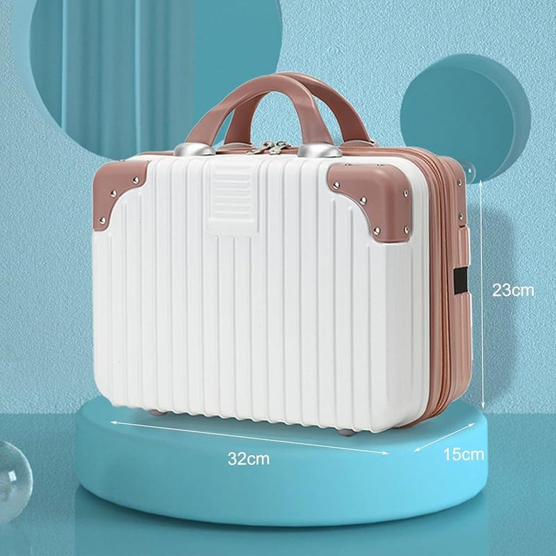 DREWIT STAR Portable Makeup Travel Case Hand Luggage Mini ABS Carrying Makeup Case Suitcase with Elastic Band Small Hard Shell Cosmetic Case for Travel Camping Women Girls WhiteRose - Image 3
