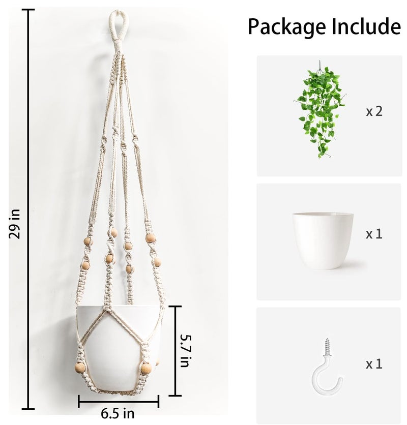 Comtelek Fake Hanging Plants Artificial Plants for Home Decor Macrame Plant Hanger with Fake Vines Faux Hanging Planter Greenery for Wall Ceiling Bedroom Bathroom Kitchen Office Boho Decor Indoor - Image 2