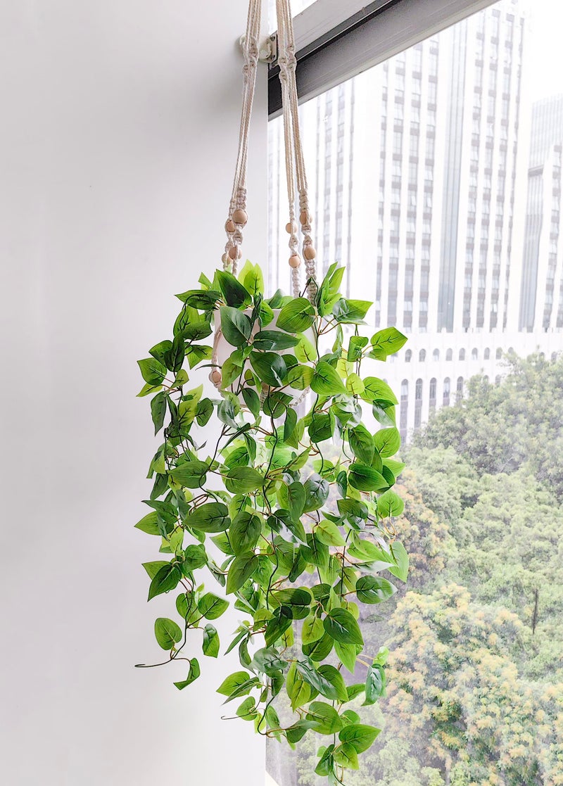 Comtelek Fake Hanging Plants Artificial Plants for Home Decor Macrame Plant Hanger with Fake Vines Faux Hanging Planter Greenery for Wall Ceiling Bedroom Bathroom Kitchen Office Boho Decor Indoor - Image 4