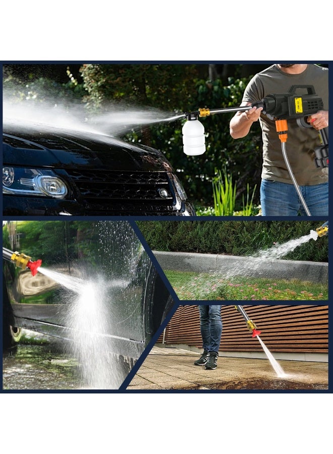 TBS DESIGN Cordless High Pressure Car Washer, Portable Power Washer Gun with Rechargeable Battery, Multi-Spray Nozzles, Foam Bottle, 3-in-1 Adjustable Jet, 5M Water Hose, Strong Water Suction from Bucket/River, Car Bike Patio Home Cleaning Machine, CW03 - Image 5