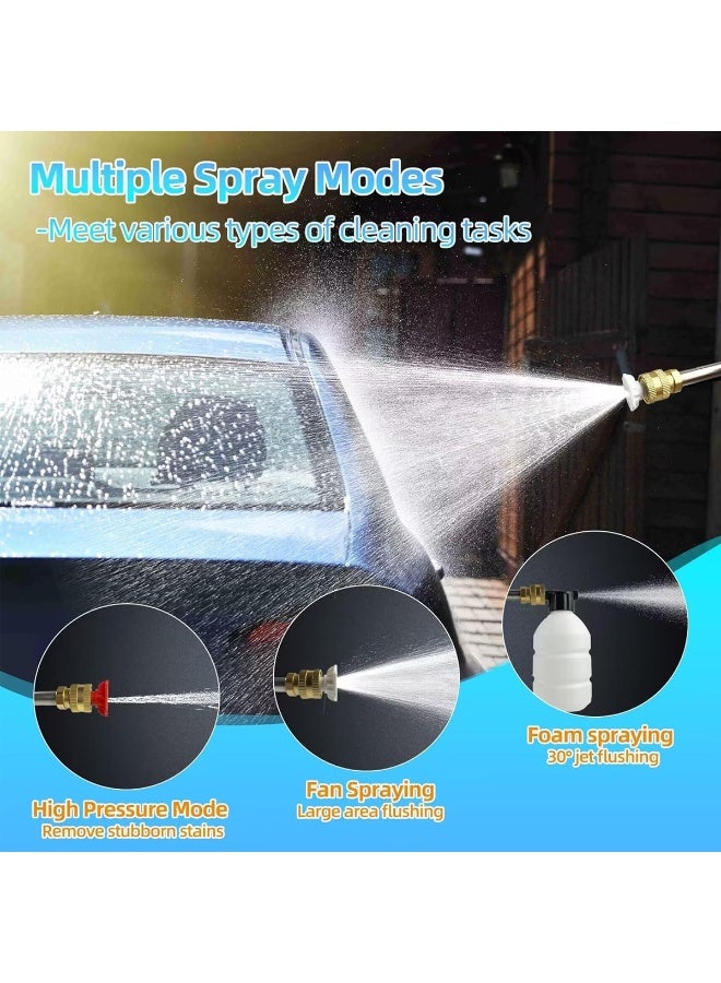TBS DESIGN Cordless High Pressure Car Washer, Portable Power Washer Gun with Rechargeable Battery, Multi-Spray Nozzles, Foam Bottle, 3-in-1 Adjustable Jet, 5M Water Hose, Strong Water Suction from Bucket/River, Car Bike Patio Home Cleaning Machine, CW03 - Image 3