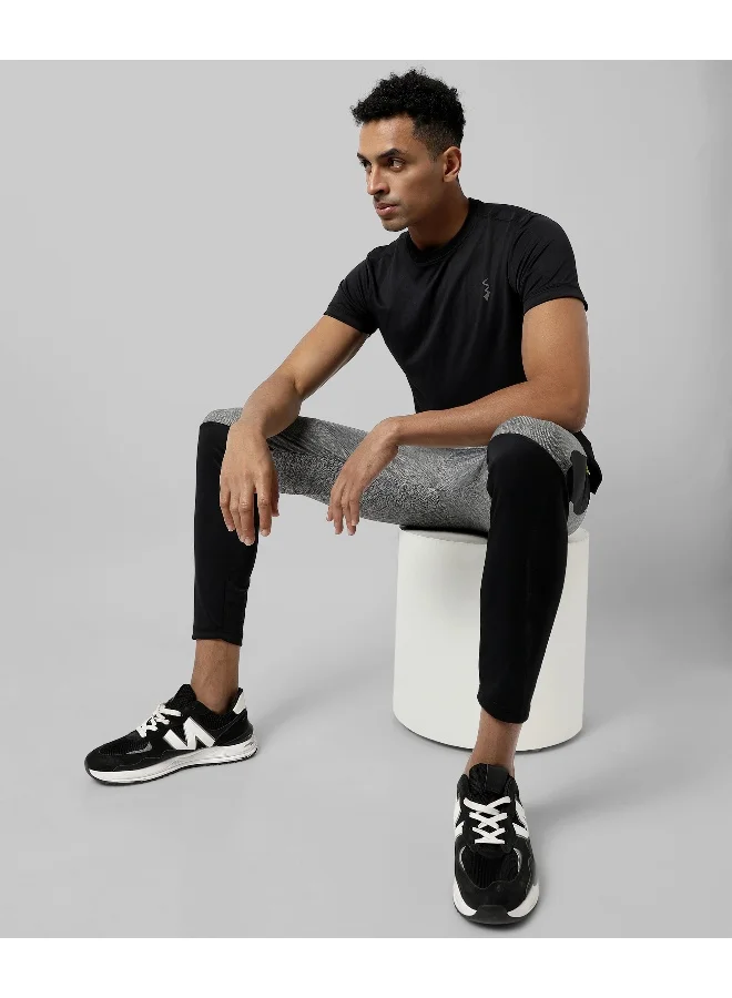 Campus Sutra Men's Solid Black Regular Fit Activewear T-Shirt