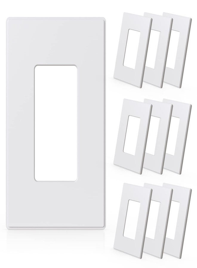 ELEGRP 1-Gang Screwless Decorative Wall Plates, Mid-Size Unbreakable Thermoplastic Faceplate Cover for Decorator Receptacle Outlet Switch, UL Listed (10 Pack, Matte White) - Image 1