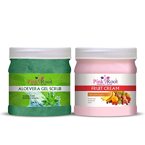 Pink Root Aloe Vera Gel Scrub 500gm with Fruit Cream 500gm - Image 1