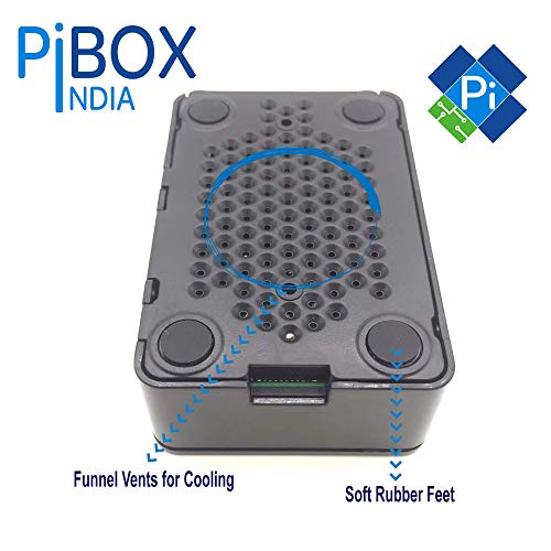 PiBOX India for Raspberry Pi 4 Case 1Gb, 2GB, 4GB, 8GB Black, Raspberry Pi 4 Case with air vents, with logo top screwless modular design, ports access Raspberry Pi 4 Model B, Pi 4B, Pi 4,Camera and Ports ABS (Black) - Image 5