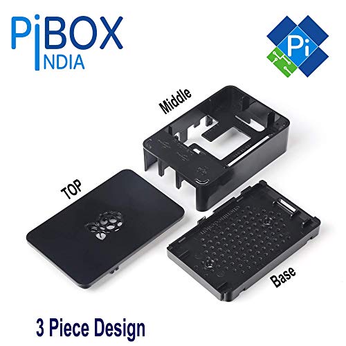 PiBOX India for Raspberry Pi 4 Case 1Gb, 2GB, 4GB, 8GB Black, Raspberry Pi 4 Case with air vents, with logo top screwless modular design, ports access Raspberry Pi 4 Model B, Pi 4B, Pi 4,Camera and Ports ABS (Black) - Image 4