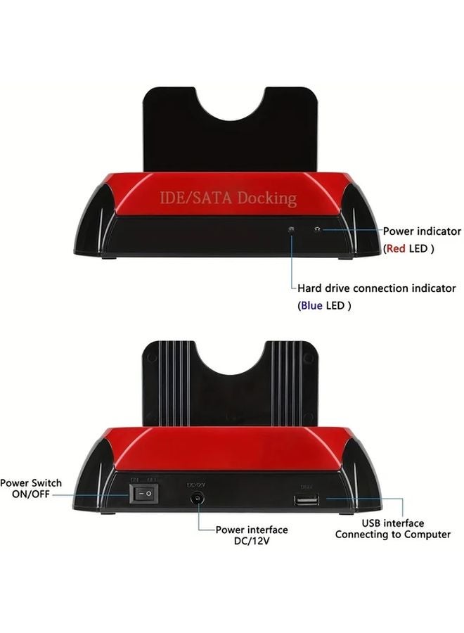 USB Hard Drive Docking Station Dual Slot Reader For 2.5 and 3.5 Inch SATA IDE HDD SSD - Image 1